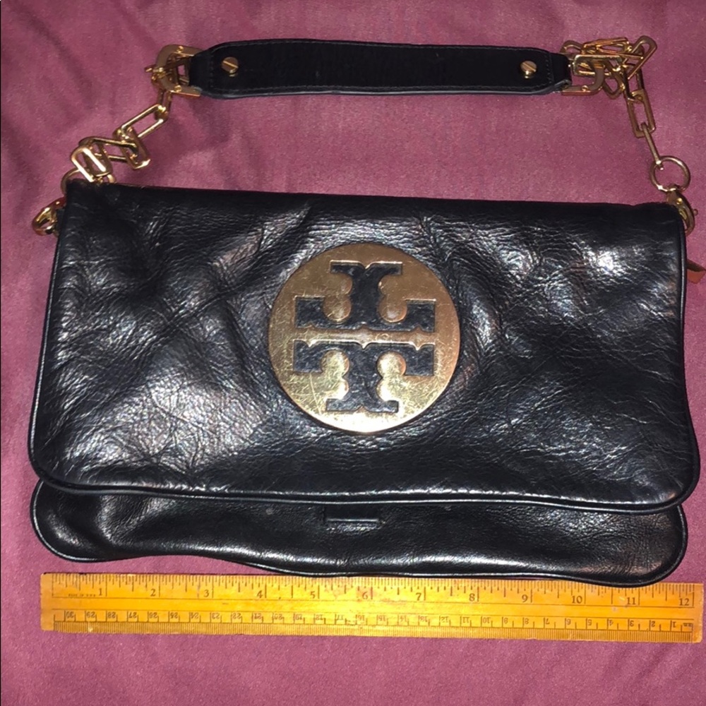 Tory Burch Reva clutch black leather purse